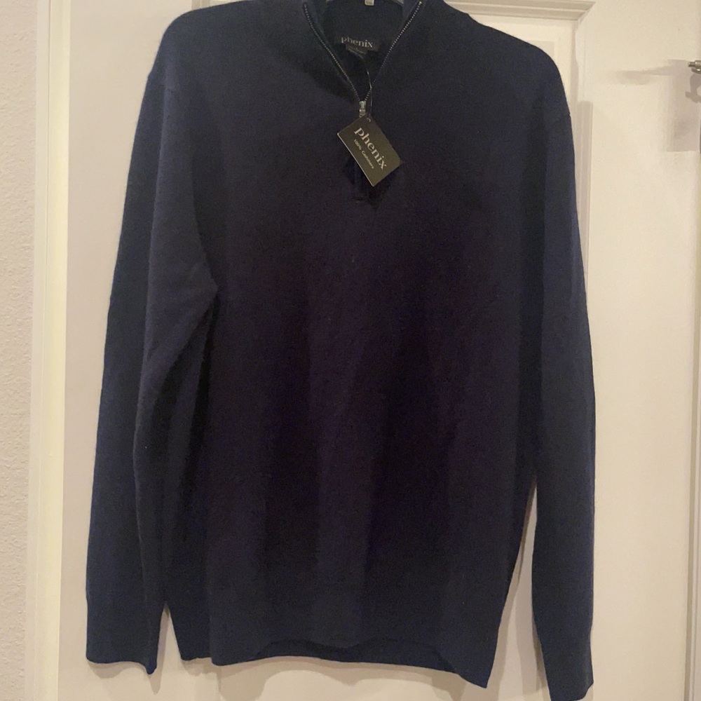 brand new with tags Phenix
men’s navy blue 3/4 zip cashmere sweater size large